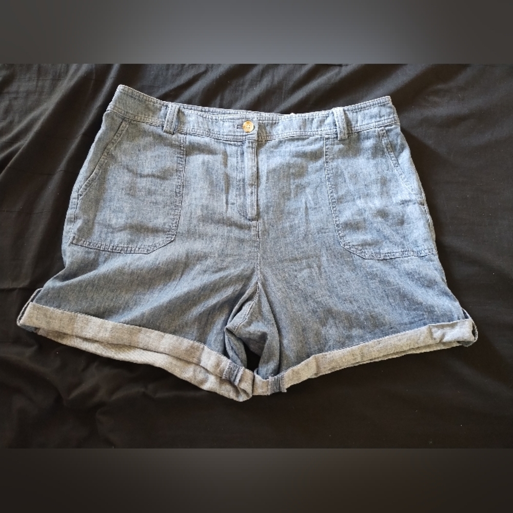 Talbots Linen Cotton Blend Size 16 Shorts Adj Length Zip/Button Closure NWT